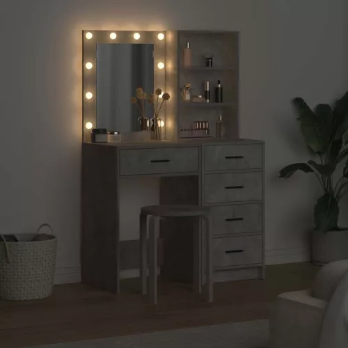 Öltözködőasztal fiókkal 2 pcs Szürke 50 x 41 x 135 cm Faanyag