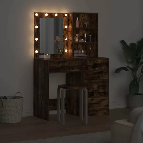 Öltözködőasztal fiókkal 2 pcs Barna 50 x 41 x 135 cm Faanyag