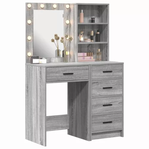 Öltözködőasztal fiókkal 2 pcs Szürke 50 x 41 x 135 cm Faanyag