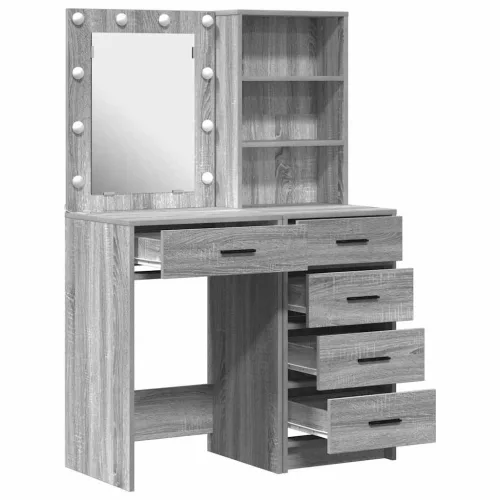 Öltözködőasztal fiókkal 2 pcs Szürke 50 x 41 x 135 cm Faanyag
