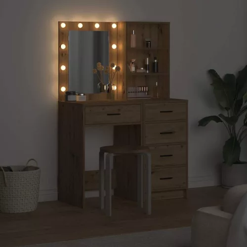 Öltözködőasztal fiókkal 2 pcs Barna 50 x 41 x 135 cm Faanyag