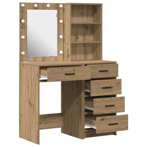 Öltözködőasztal fiókkal 2 pcs Barna 50 x 41 x 135 cm Faanyag