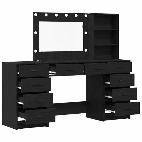 Öltözködőasztal fiókkal 3 pcs Fekete 40 x 41 x 135 cm Faanyag