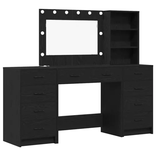 Öltözködőasztal fiókkal 3 pcs Fekete 40 x 41 x 135 cm Faanyag