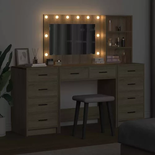 Öltözködőasztal fiókkal 3 pcs Barna 40 x 41 x 135 cm Faanyag