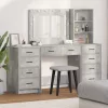 Öltözködőasztal fiókkal 3 pcs Szürke 40 x 41 x 135 cm Faanyag