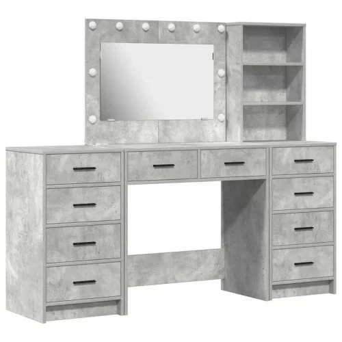 Öltözködőasztal fiókkal 3 pcs Szürke 40 x 41 x 135 cm Faanyag