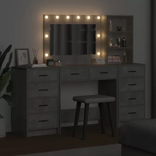 Öltözködőasztal fiókkal 3 pcs Szürke 40 x 41 x 135 cm Faanyag