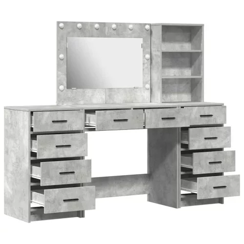 Öltözködőasztal fiókkal 3 pcs Szürke 40 x 41 x 135 cm Faanyag