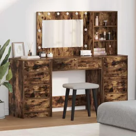   Öltözködőasztal fiókkal 3 pcs Barna 40 x 41 x 135 cm Faanyag
