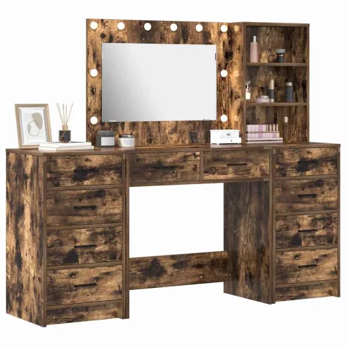 Öltözködőasztal fiókkal 3 pcs Barna 40 x 41 x 135 cm Faanyag