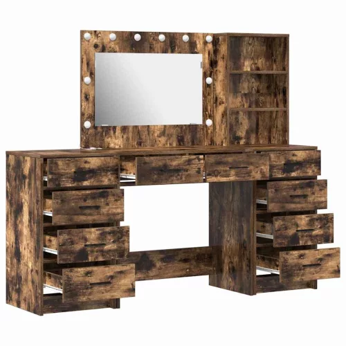 Öltözködőasztal fiókkal 3 pcs Barna 40 x 41 x 135 cm Faanyag