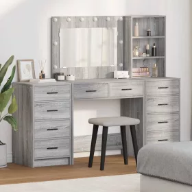   Öltözködőasztal fiókkal 3 pcs Szürke 40 x 41 x 135 cm Faanyag