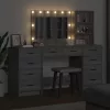 Öltözködőasztal fiókkal 3 pcs Szürke 40 x 41 x 135 cm Faanyag