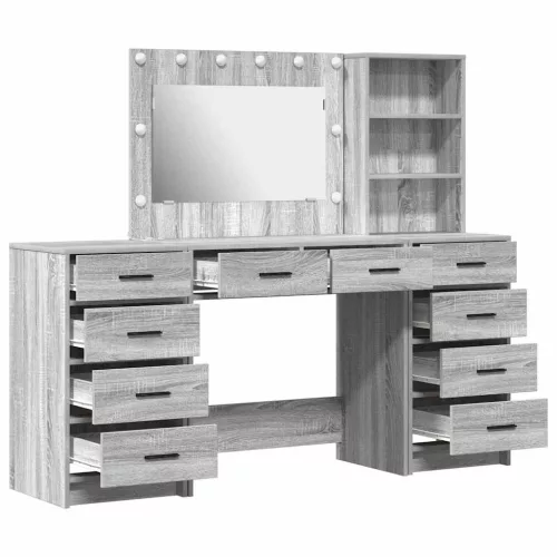Öltözködőasztal fiókkal 3 pcs Szürke 40 x 41 x 135 cm Faanyag