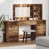 Öltözködőasztal fiókkal 3 pcs Barna 40 x 41 x 135 cm Faanyag