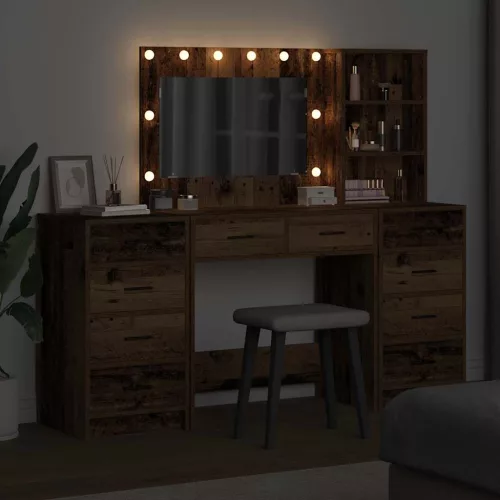 Öltözködőasztal fiókkal 3 pcs Barna 40 x 41 x 135 cm Faanyag