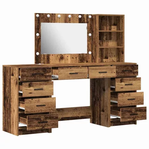 Öltözködőasztal fiókkal 3 pcs Barna 40 x 41 x 135 cm Faanyag