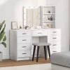 Öltözködőasztal fiókkal 3 pcs Fehér 40 x 41 x 135 cm Faanyag