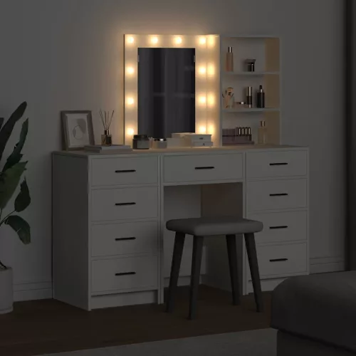Öltözködőasztal fiókkal 3 pcs Fehér 40 x 41 x 135 cm Faanyag