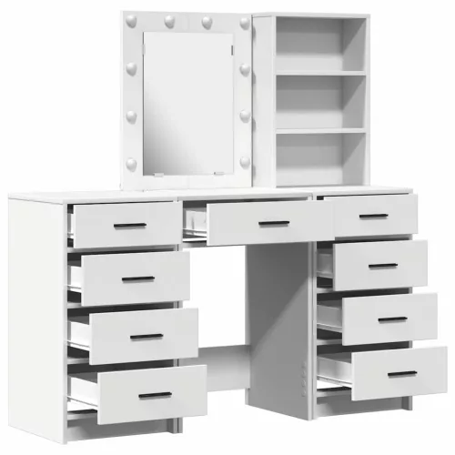 Öltözködőasztal fiókkal 3 pcs Fehér 40 x 41 x 135 cm Faanyag