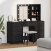 Öltözködőasztal fiókkal 3 pcs Fekete 40 x 41 x 135 cm Faanyag