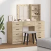 Öltözködőasztal fiókkal 3 pcs Barna 40 x 41 x 135 cm Faanyag