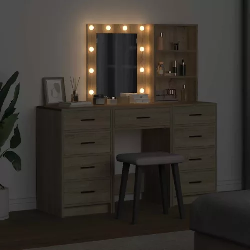 Öltözködőasztal fiókkal 3 pcs Barna 40 x 41 x 135 cm Faanyag