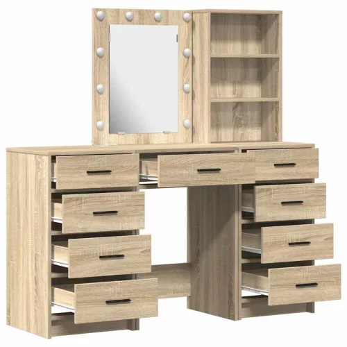 Öltözködőasztal fiókkal 3 pcs Barna 40 x 41 x 135 cm Faanyag