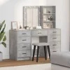 Öltözködőasztal fiókkal 3 pcs Szürke 40 x 41 x 135 cm Faanyag