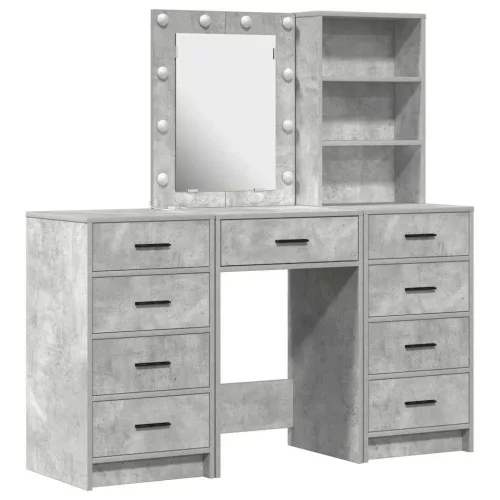 Öltözködőasztal fiókkal 3 pcs Szürke 40 x 41 x 135 cm Faanyag