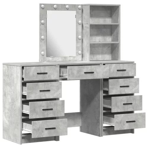 Öltözködőasztal fiókkal 3 pcs Szürke 40 x 41 x 135 cm Faanyag