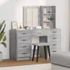 Öltözködőasztal fiókkal 3 pcs Szürke 40 x 41 x 135 cm Faanyag