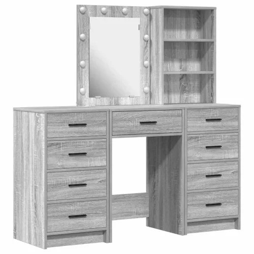 Öltözködőasztal fiókkal 3 pcs Szürke 40 x 41 x 135 cm Faanyag