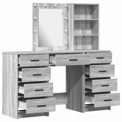 Öltözködőasztal fiókkal 3 pcs Szürke 40 x 41 x 135 cm Faanyag