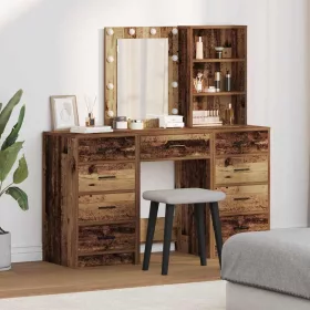   Öltözködőasztal fiókkal 3 pcs Barna 40 x 41 x 135 cm Faanyag