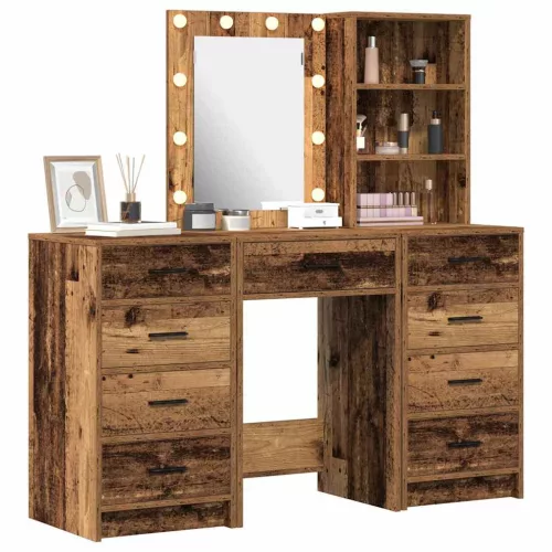 Öltözködőasztal fiókkal 3 pcs Barna 40 x 41 x 135 cm Faanyag