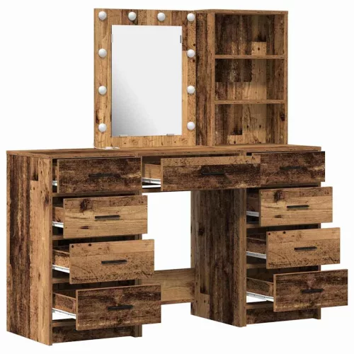 Öltözködőasztal fiókkal 3 pcs Barna 40 x 41 x 135 cm Faanyag