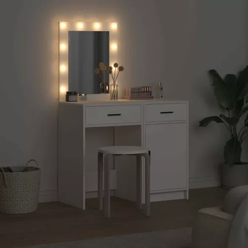 Öltözködőasztal fiókkal 2 pcs Fehér 50 x 41 x 135 cm Faanyag