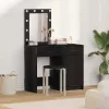 Öltözködőasztal fiókkal 2 pcs Fekete 50 x 41 x 135 cm Faanyag