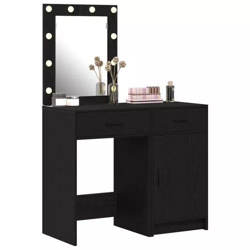 Öltözködőasztal fiókkal 2 pcs Fekete 50 x 41 x 135 cm Faanyag