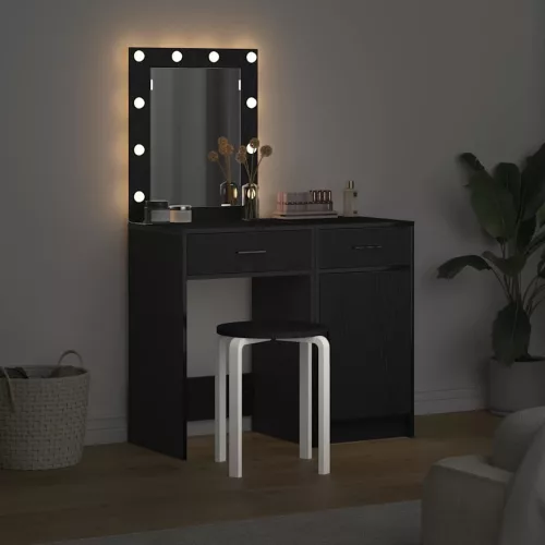 Öltözködőasztal fiókkal 2 pcs Fekete 50 x 41 x 135 cm Faanyag