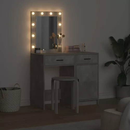 Öltözködőasztal fiókkal 2 pcs Szürke 50 x 41 x 135 cm Faanyag