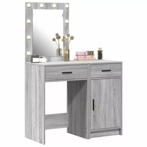 Öltözködőasztal fiókkal 2 pcs Szürke 50 x 41 x 135 cm Faanyag