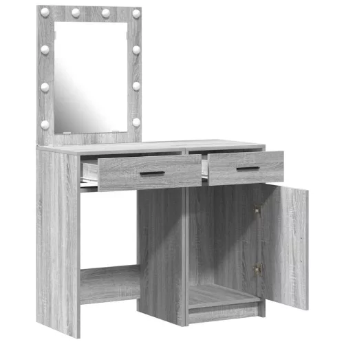 Öltözködőasztal fiókkal 2 pcs Szürke 50 x 41 x 135 cm Faanyag