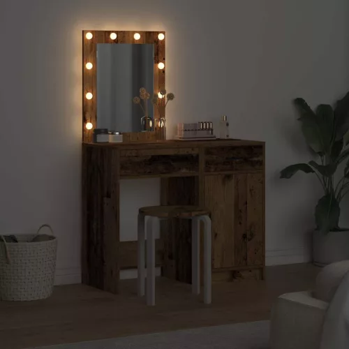 Öltözködőasztal fiókkal 2 pcs Barna 50 x 41 x 135 cm Faanyag