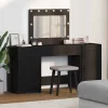 Öltözködőasztal fiókkal 3 pcs Fekete 40 x 41 x 75 cm Faanyag