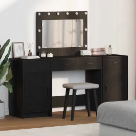   Öltözködőasztal fiókkal 3 pcs Fekete 40 x 41 x 75 cm Faanyag