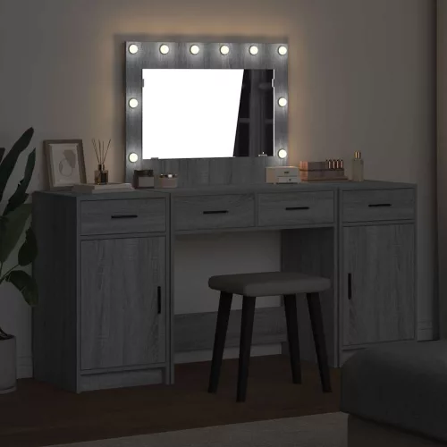 Öltözködőasztal fiókkal 3 pcs Szürke 40 x 41 x 75 cm Faanyag