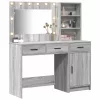 Öltözködőasztal fiókkal 2 pcs Szürke 78.5 x 41 x 135 cm Faanyag